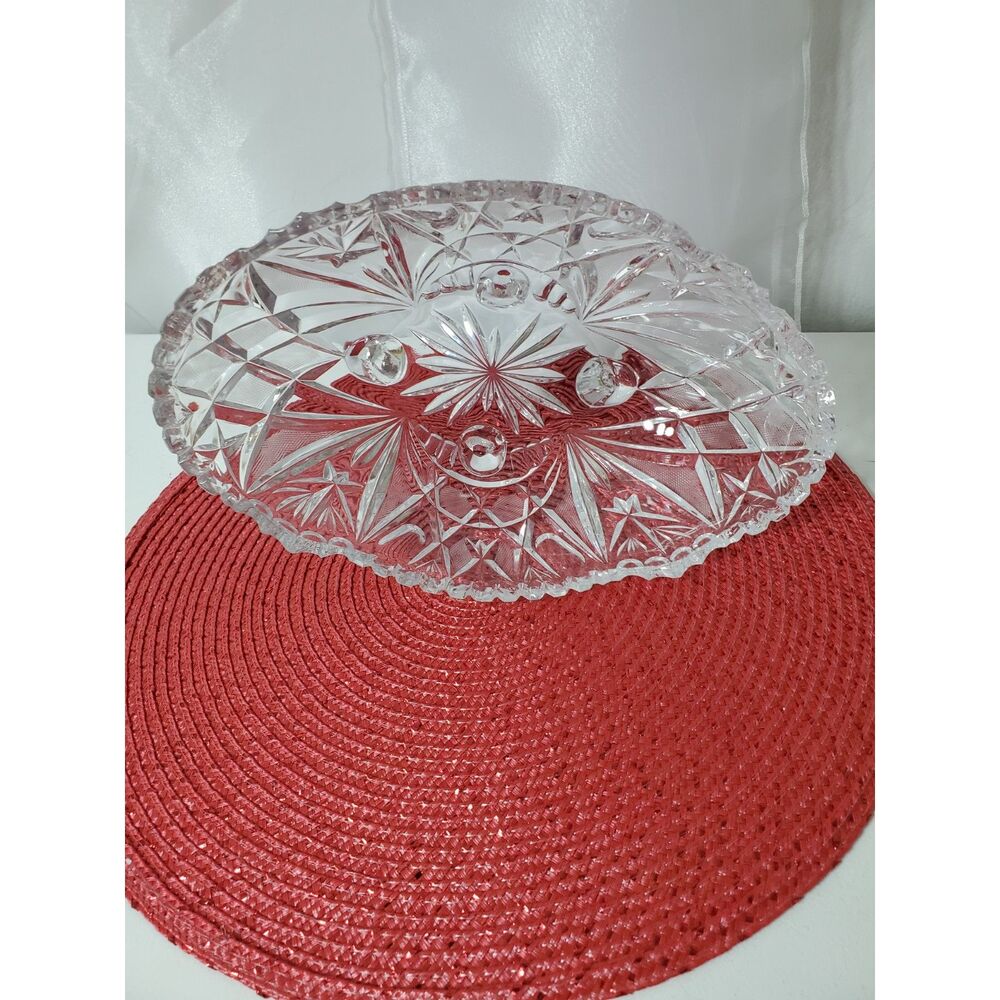 This is a three-footed cut crystal glass bowl Pinwheel and Fan Design~Vintage~